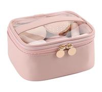 Piccola borsa per trucco trasparente 6.3x5.1x3 pollici di sacchetto cosmetico resistente all'acqua con busta a spazzola staccabile e maniglia per il viaggio a casa