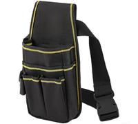Piccola borsa porta attrezzi con clip da cintura realizzata in tessuto Oxford ispessito per elettricisti e falegnami, colore nero, per organizzare attrezzi essenziali e accessori sui siti di lavoro