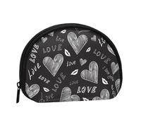 Piccola borsa portaoggetti per assorbenti igienici con cuori scritti a mano e parole d'amore, portamonete per cosmetici da donna