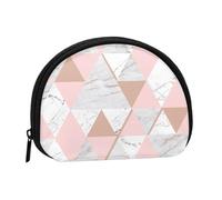 Piccola borsa portaoggetti per assorbenti igienici per il trucco con motivo marmorizzato a triangolo in oro rosa, portamonete per cosmetici da donna