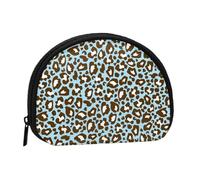 Piccola borsa portaoggetti per assorbenti igienici per il trucco, portamonete per cosmetici da donna, con stampa animalier maculata leopardata blu e marrone