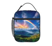 Piccola borsa portapranzo con stampa arcobaleno per ufficio, lavoro, picnic, borsa termica per il pranzo, riutilizzabile, per adulti