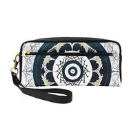 Piccola borsa rotonda bianca e nera di trucco del totem, doppio sacchetto parteggiato del cuoio di CasePU della matita