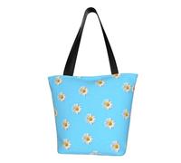 Piccola borsa tote con stampa margherita per le donne, borsa a tracolla grande da donna riutilizzabile grande capacità shopping tote borsa alla moda per ufficio, shopping, viaggi