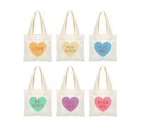 Piccola Borsa Tote In Tela 6 Pezzi Mini Borsetta a Cuore con Messaggi per