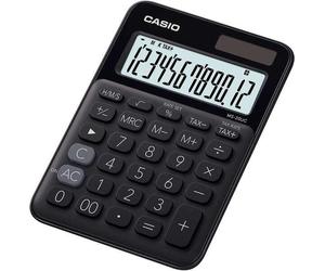 Piccola calcolatrice da tavolo Casio MS-20UC - Schermo LCD a 12 cifre - Alimentazione solare e a batteria - Colore nero NEW