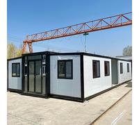 Piccola casa pieghevole prefabbricata espandibile con portico anteriore, design modulare personalizzabile, grandi porte in vetro e finestre per un'eccellente illuminazione diurna