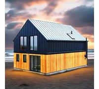 Piccola casa prefabbricata portatile in legno | Micro cabina moderna isolata con vetro frontale | Studio per ufficio ospiti nel cortile