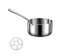 Piccola casseruola in acciaio inox con supporto integrato per burro, olio e latte, salsa al caramello e condimento (350 ml)