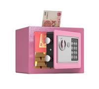 Piccola cassetta di sicurezza Mini cassaforte chiave password, doppia assicurazione antifurto casa cassetta di sicurezza antincendio per ufficio (stile B rosa)