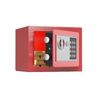 Piccola cassetta di sicurezza Mini cassaforte chiave password, doppia assicurazione antifurto Cassetta di sicurezza domestica Cassaforte antincendio per ufficio (stile A rosso)