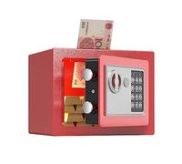 Piccola cassetta di sicurezza Mini cassaforte chiave password, doppia assicurazione antifurto Cassetta di sicurezza domestica Cassaforte antincendio per ufficio (stile B rosso)