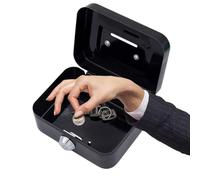 Piccola cassetta di sicurezza per soldi - Mini cassetta di sicurezza con serratura a chiave, cassaforte, banca dei soldi,Banca di monete in metallo portatile robusta per la raccolta di monete per le v