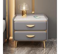 Piccola cassettiera stretta con 2 cassetti, comodino per camera da letto, comodino moderno, elegante tavolino grigio scuro, mobili per soggiorno e camera da letto (50x)