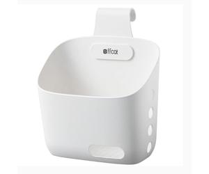 Piccola cesta a parete in plastica con ganci, salvaspazio, impilabile, piccola cesta a parete con gancio per il drenaggio, vaso da appendere per bagno, cucina, camera da letto (bianco grande)