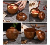 Piccola ciotola di legno con coperchio antiscade anti-drop ciotola in legno