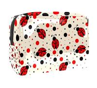 Piccola coccinella e pois Ploka borsa per cosmetici da donna, borsa da viaggio grande in PVC per trucchi con cerniera, Multi, 18.5x7.5x13cm/7.3x3x5.1in, Beauty case