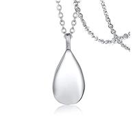 Piccola collana con ciondolo in acciaio inox urna collana per ceneri cremazione gioielli ciondolo a goccia goccia d'acqua a goccia, Misura unica, come descritto, Ambra