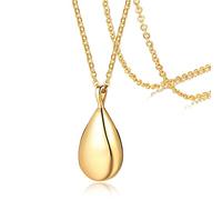 Piccola collana con ciondolo in acciaio inox urna collana per ceneri cremazione gioielli ciondolo a goccia goccia d'acqua a goccia, Misura unica, come descritto, Ambra
