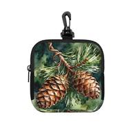 Piccola custodia impermeabile con cerniera a forma di ramo di pigna, custodia in neoprene per auricolari, portachiavi con clip