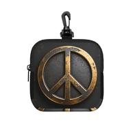 Piccola custodia impermeabile con cerniera e simbolo della pace, custodia in neoprene per auricolari, portachiavi con clip