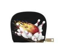 Piccola custodia per carte di credito con cerniera per donne/uomini, in pelle PU, con motivo a impronte di zampe, porta carte di credito, Palla da bowling, Taglia unica