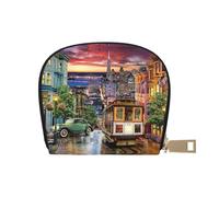 Piccola custodia per carte di credito, con cerniera, per donne/uomini, in pelle sintetica, con bastoncini di zucchero, porta carte di credito, San Francisco, Taglia unica