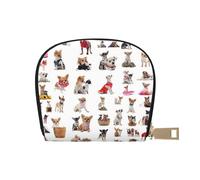 Piccola custodia per carte di credito con motivo arcobaleno Gay Pride con cerniera, per donne/uomini, in pelle PU, porta carte di credito, Carino Chihuahua Carlino Pattern, Taglia unica