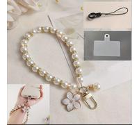 Piccola ed elegante braccialetto artigianale con fiore di ciliegio e perle, ciondolo per telefono, catena per accessori per telefono e cinturino alla moda per signore Tagli UnicaABS