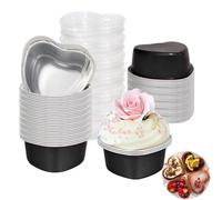 Piccola forma di torta di cuore, 50 unità foglio di alluminio a forma di foglio di alluminio - muffe per cupcake in pellicola, stampi per San Val
