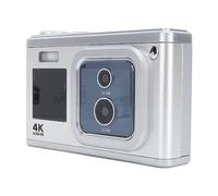 Piccola Fotocamera Digitale Portatile, Fotocamera Digitale 4K HD a Doppio Obiettivo con Zoom Digitale 16X per l'uso Quotidiano (SILVER)
