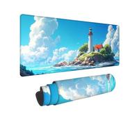 Piccola isola Tappetino Mouse Gaming 900x400x3mm, Faro Tappetino Mouse XXL, Mousepad Accessori Gaming-3mm, Tappeto Scrivania con Base Gomma Antiscivolo per Tastiera, PC, Regali Festa del Papà 6W-518