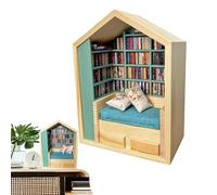 Piccola libreria 3D - Elegante kit in miniatura per libreria, casa in legno, scena artigianale creativa fatta a mano, mondo in legno, decorazione per la casa per soggiorno, camera da