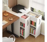 Piccola libreria con ruote 52 x 50 x 75 cm, con ripiani e cassetti, configurazione reversibile sinistra/destra, singolo elemento completamente estraibile, con protezione anticaduta, comodino.