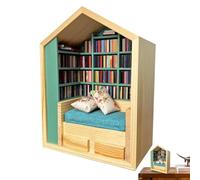 Piccola libreria libreria, piccola libreria per libri - Set decorativo per libri, sala libri antistress, scatola in miniatura, decorazione, libreria in miniatura con 200 libri per bambini