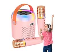 Piccola macchina per karaoke, suono con a LED, altoparlante portatile per karaoke con microfono, per pratica di canto, casa, viaggi, campeggio, riunione di famiglia, compleanno, festa