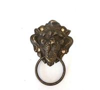 Piccola Maniglia Battente ad anello in ottone brunito Testa Leone per porta portone