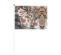 Piccola mini bandiera portatile con fiore rosso leopardo per giochi sportivi e festival decorazione bandiera da parata 14 x 20,8 cm