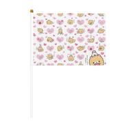 Piccola mini bandiera portatile con fiori dei Pomeranians per giochi sportivi e festival, decorazione da parata, 14 x 20,8 cm