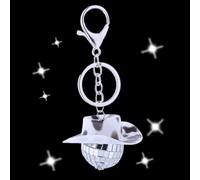 Piccola palla da discoteca - Portachiavi retrò con mini palla da discoteca rosa cappello da cowboy - Portachiavi da cowgirl riutilizzabili e appendibili per ragazzi, ragazze, donne, uomini, decorazion