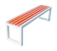 Piccola panca da balcone resistente alle intemperie per 2 sedie in plastica bianca e legno con telaio in acciaio zincato, ideale per giardini, terrazze, cortili e balconi (80 x 40 x 45 cm)