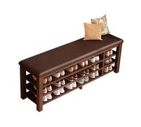 Piccola panca portascarpe da ingresso in legno con seduta imbottita, per ingresso, anticamera, scarpiera marrone 100cm