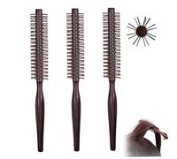 Piccola pennello rotondo a pennello in legno Curling spazzola anti -statica setole in nylon maniglia pettine per la spazzatura per capelli per tutti i tipi che asciuga il pelo da 3 pc 8,27 pollici