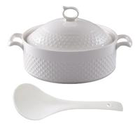 Piccola pentola in rame, zuppiera con coperchio, 2, l, rotonda bianca, for servire(White,1.5L/1.4QT)