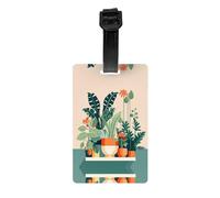 Piccola pianta verde del fumetto ha stampato l'etichetta dei bagagli 3.3×2.1inch - materiale resistente ai graffi e impermeabile