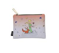Piccola pochette ou bien Portamonete avec une Zip - Materiale plastico stampato - Motivo Piccolo Principe en Passeggiata con Sua Volpe e Rosa - Dimensione 14 x 10 cm, bianco, Stile natura