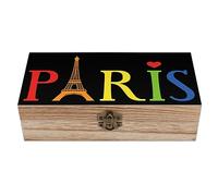 Piccola scatola dei ricordi della Torre Eiffel di Parigi con coperchio incernierato, scatola dei ricordi in legno, regalo per gioielli da donna