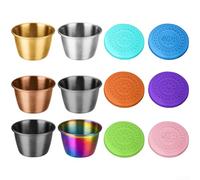 Piccola scatola per salse da 70 ml, set da 6 pezzi per il pranzo | Coperchio in silicone morbido, sigillato ermeticamente, mantiene fresco, nessuna macchia, facile da pulire