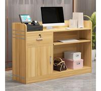 Piccola scrivania moderna per reception, con cassetto chiudibile a chiave, ideale per saloni, negozi, uffici, colore: marrone chiaro, 80 cm