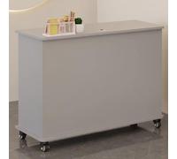 Piccola scrivania moderna per reception, con ruote, cassetti chiudibili, colore grigio, banco cassa per la vendita al dettaglio, elegante tavolo da scrivania (100 cm)